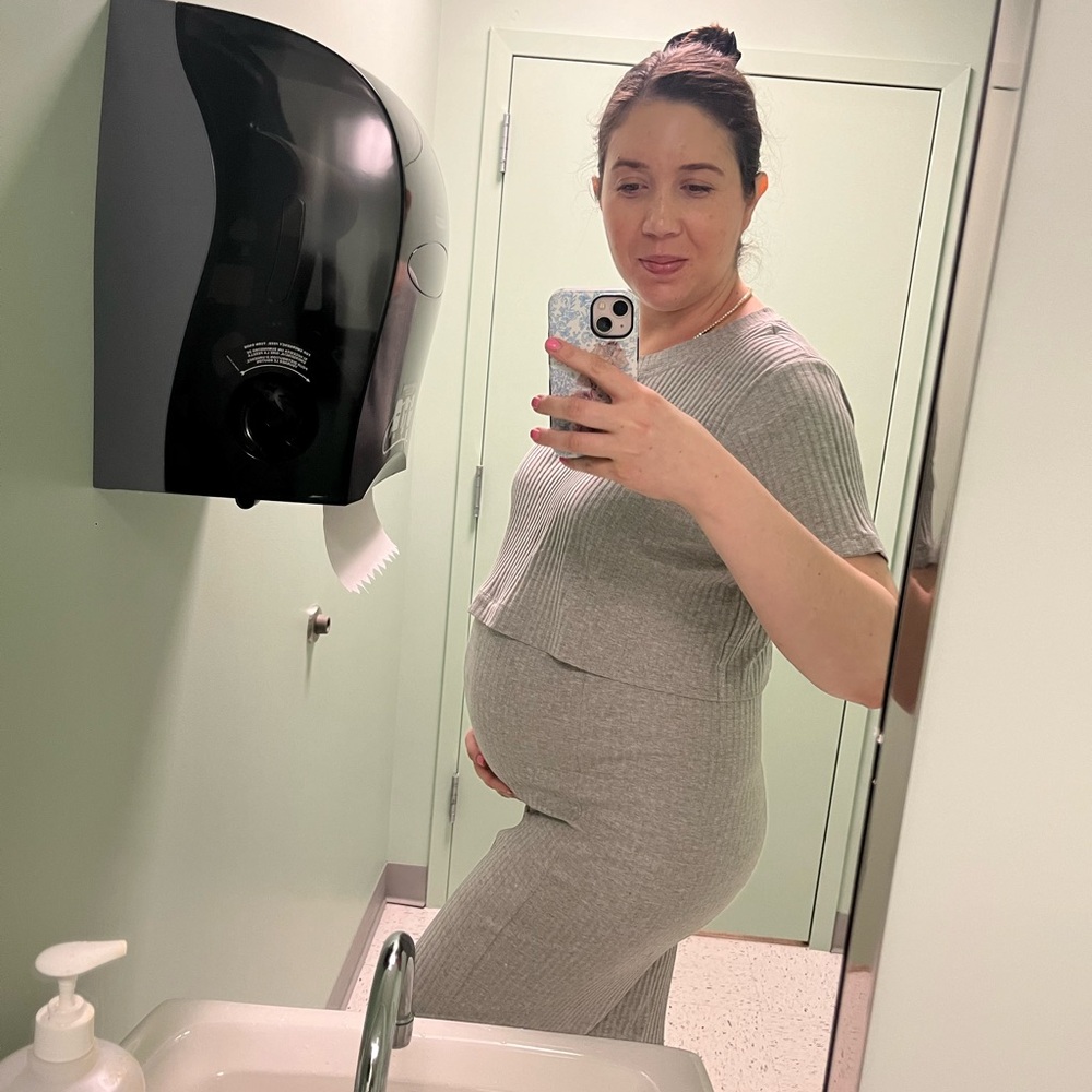 Gray Ribbed Maternity Two Piece Set - image 1